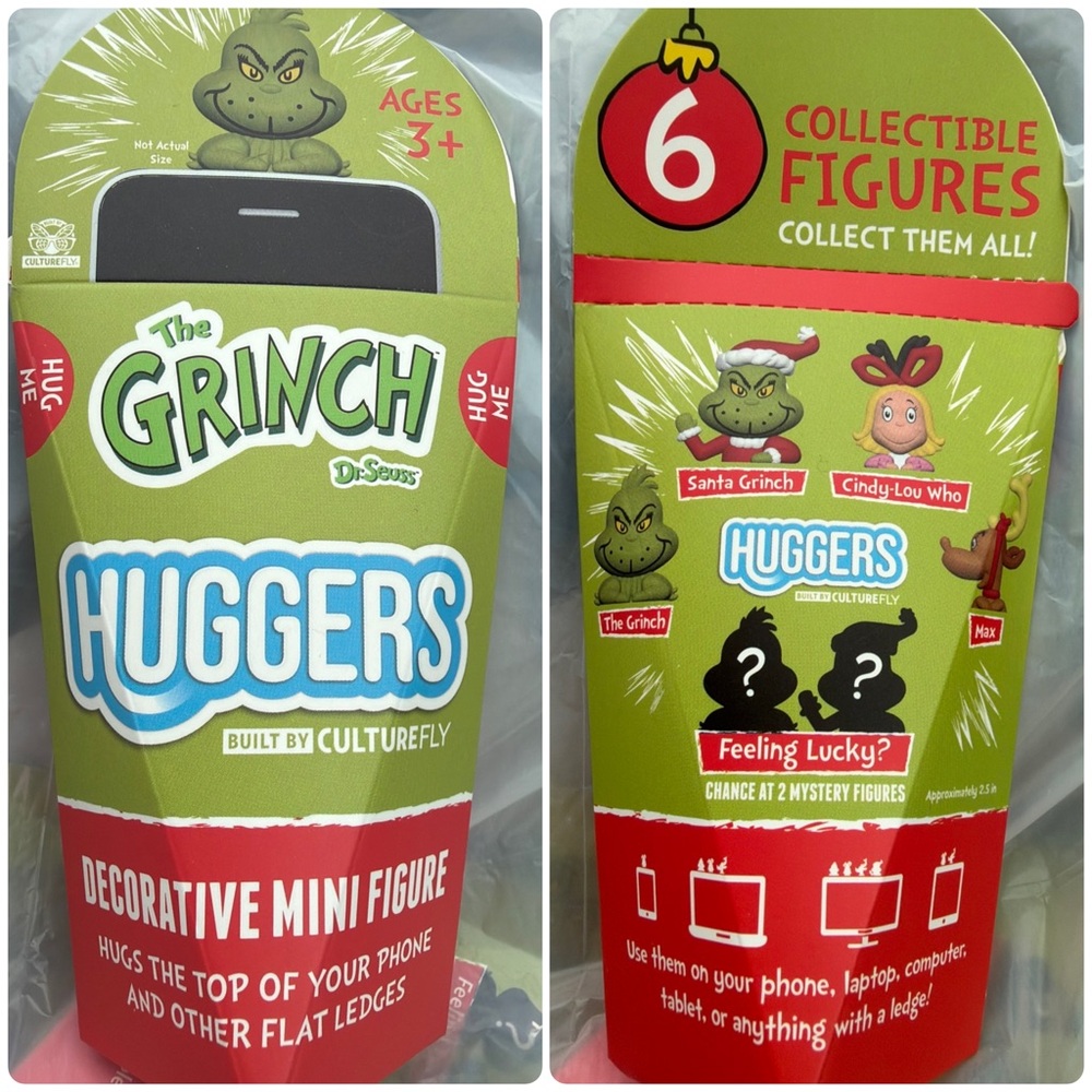 Set of 3 - The Grinch Phone Huggers Decorative Mini Figure Blind Box. NEW SEALED